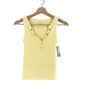 BP. Nordstrom Textured Henley Crop Tank Button Racerback Lime